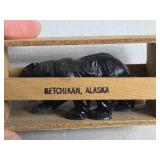 Assorted Bear Figurines and Wood Display Piece