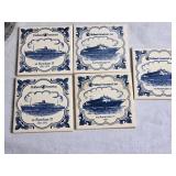 Vintage Corkscrew Figure, Glass Snack Bowl, and Coaster Set