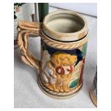 Collection of 4 Vintage Beer Steins - Budweiser and Themed Designs