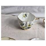 Floral Tea Cups and Saucers with Gold Trim