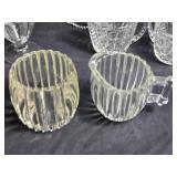 Collection of Cut Glass Tableware including Creamers, Dish, and Goblets