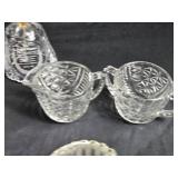 Collection of Cut Glass Tableware including Creamers, Dish, and Goblets