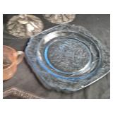 Vintage Glassware Collection Including Bowls, Plates, and Candle Holders