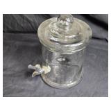 Vintage Glass Beverage Dispenser with Spigot, 10 Inches Tall