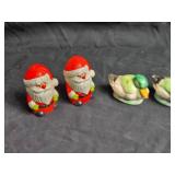 Set of 2 Vintage Santa Salt and Pepper Shakers and 2 Duck Figurines
