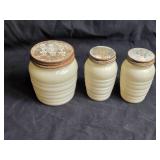 Salt and Pepper Shakers and a 5" Tall Small Storage Jar