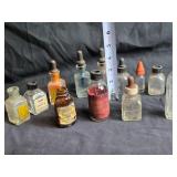 Collection of Vintage Glass Bottles with Droppers - Ink Wells and Others
