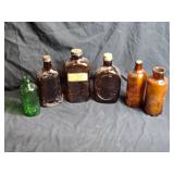 Collection of 6 Vintage Glass Bottles Including Rare Telechron Motor Cleansing Solution
