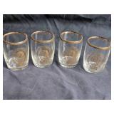 Set of 4 Vintage Coors Glasses with Gold Trim
