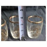 Set of 4 Vintage Coors Glasses with Gold Trim