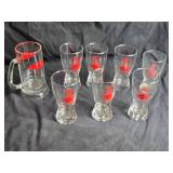 Set of 8 Drinking Glasses with Red Grain Belt Logo
