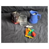 Blue Red Wing Pitcher, Wildlife Glass & Assorted Bottle Pourers Set