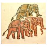 Framed Thai Elephant Temple Rubbing Print