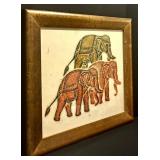 Framed Thai Elephant Temple Rubbing Print