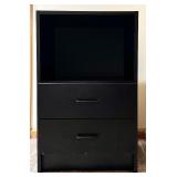 Black Side Table with Drawer Storage