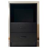 Black Side Table with Drawer Storage