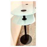 Contemporary Style Frosted Two Tiered Glass Top Console Table