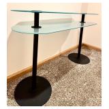 Contemporary Style Frosted Two Tiered Glass Top Console Table