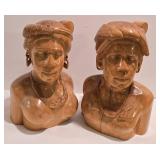 Wonderful Pair of Carved Wooden Filipino Busts