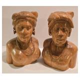 Wonderful Pair of Carved Wooden Filipino Busts