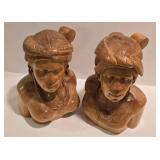 Wonderful Pair of Carved Wooden Filipino Busts