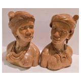 Filipino Hand-Carved Pair of Female Wooden Busts