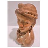 Filipino Hand-Carved Pair of Female Wooden Busts