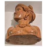 Filipino Hand-Carved Pair of Female Wooden Busts