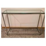 Rectangular Glass & Chrome Sofa Table