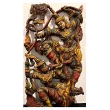 Vintage Carved Wood Ethnic Wall Hanging