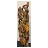 Vintage Carved Wood Ethnic Wall Hanging