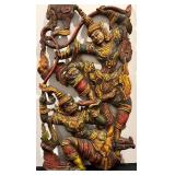 Vintage Carved Wood Ethnic Wall Hanging