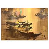 Vintage Mid Century Modern Oil Painting on Canvas