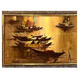 Vintage Mid Century Modern Oil Painting on Canvas