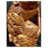 Hand Carved Monkey and Bird Figurine