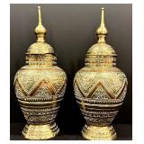 Pair of Beautiful Lidded Brass Vessels