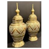 Pair of Beautiful Lidded Brass Vessels