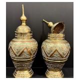Pair of Beautiful Lidded Brass Vessels