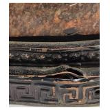 Detailed Vintage Soapstone Carved Double Vase on Metal Base