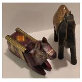 Pair of Vintage Camel Carvings