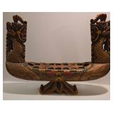Incredible Hand Carved & Painted Dragon Boat Sculpted Mancala Game