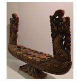 Incredible Hand Carved & Painted Dragon Boat Sculpted Mancala Game
