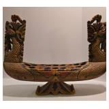 Incredible Hand Carved & Painted Dragon Boat Sculpted Mancala Game