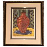Signed "Red Vase" Framed Silkscreen