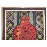 Signed "Red Vase" Framed Silkscreen