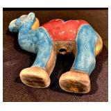 Two Handcrafted South African Colorful Camel Pottery Figurines