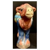 Two Handcrafted South African Colorful Camel Pottery Figurines