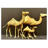 Set of Three Vintage Brass Camel Figurines