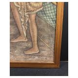 Vintage Framed Indonesian / Bali Pigment on Canvas