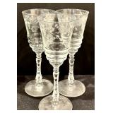 Set of Beautiful Vintage Etched Stemware